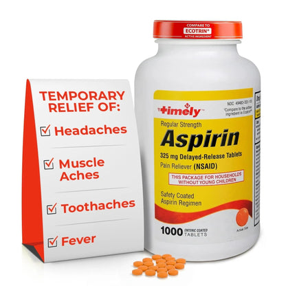 TIME-Cap Labs 1000 Regular Strength Aspirin 325mg – Delayed Release Enteric Coated Tablets for Minor Aches and Pains, NSAID Pain Reliever & Fever Reducer for Adults and Children 12 Years and Older TIME-CAP LABS, INC.Buy Supplements Australia