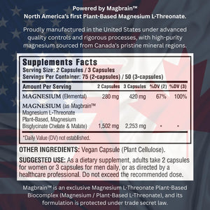 Kappa Nutrition Powered by Magbrain™ Magnesium L-Threonate Plant-Based, 150 Vegan Capsules, 420mg Elemental Magnesium (3 Capsules) from 2,253mg, Brain, Sleep & Muscle Support. KAPPA NUTRITIONBuy Supplements Australia