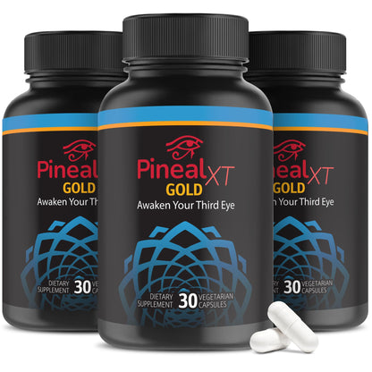 Pineal XT Gold Pineal Gland Supplement, Third Eye Awakening | Focus and Memory Supplement for Brain, 7 Powerful Ingredients Detox and Activate Your Pineal Gland, 30 Count, 1 Daily