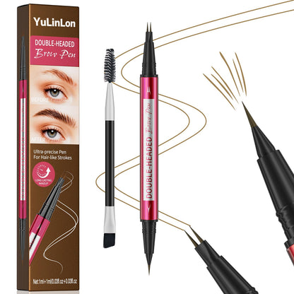 YuLinLon Double-Headed Brow Pen, Ultra-Precise Hair-Like Strokes, Long-Lasting Waterproof Makeup, Available in 5 Natural Shades (3#Dark Brown) YulinlonBuy Supplements Australia