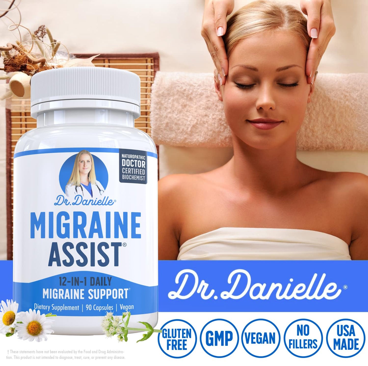 Best Migraine Relief Product with Magnesium - Migraine Assist Supplement with Quercetin, Feverfew, Butterbur, CoQ10 from Dr. Danielle, 90 Capsules Doctor DanielleBuy Supplements Australia
