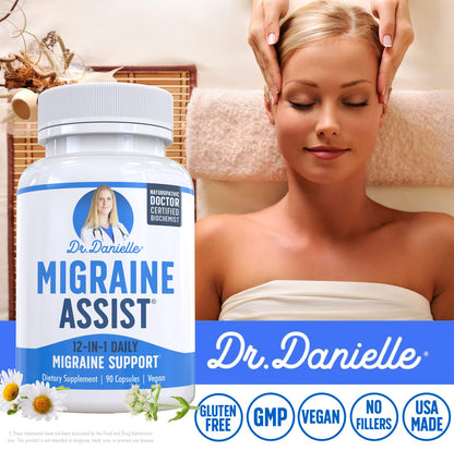 Best Migraine Relief Product with Magnesium - Migraine Assist Supplement with Quercetin, Feverfew, Butterbur, CoQ10 from Dr. Danielle, 90 Capsules Doctor DanielleBuy Supplements Australia