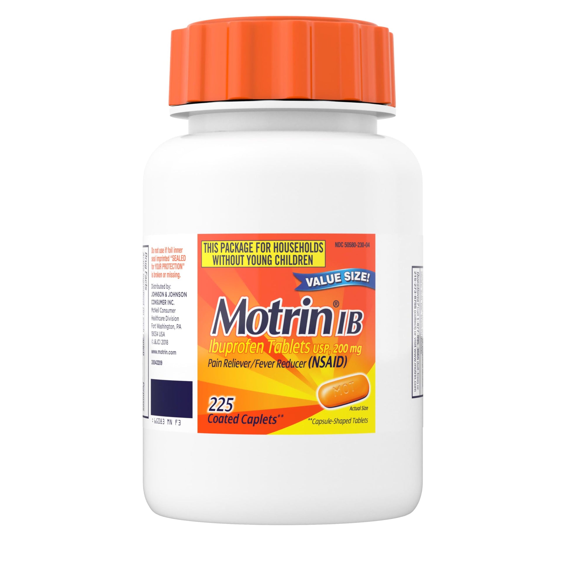 Motrin IB Ibuprofen 200mg Tablets, Ibuprofen Pain & Fever Reliever for Headache, Backache, Muscular Aches, Menstrual Pain & Minor Arthritis Pain, Over-The-Counter NSAID Medicine, 225 ct Motrin buy supplements Au