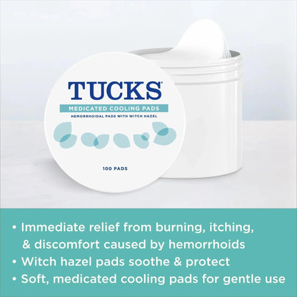 TUCKS Medicated Cooling Pads, 100 Count – Hemorrhoid Pads with Witch Hazel, Cleanses Sensitive Areas, Protects from Irritation, Hemorrhoid Treatment, Medicated Pads Used by Hospitals TUCKSBuy Supplements Australia