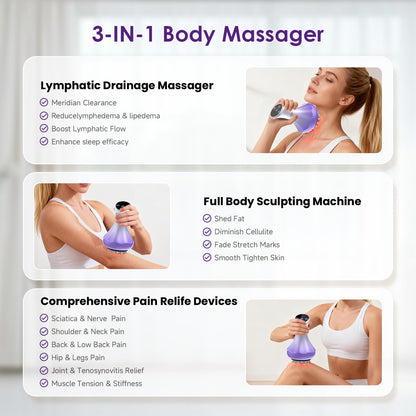 Lymphatic Drainage Massager, Anti Cellulite Massage Tool For Thigh & Belly Stretch Marks & Cellulite Reduction, Handheld Massage tools for Sciatica Nerve, Legs, Arms, Hip, Muscle, Low Back Pain Relief AIHEU buy supplements Au