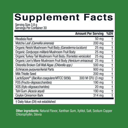 Live Conscious Beyond Greens Superfood Powder - Delicious Debloating Super Greens Powder - Matcha Greens Blend w/Chlorella, Echinacea, Probiotics for Immune Support & Energy