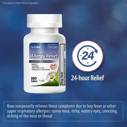 HealthA2Z® Allergy Relief, Loratadine 10mg, 24-Hour Antihistamine, Dye Free, Indoor & Outdoor Allergy Relief, 300 Tablets HealthA2Z buy supplements Au