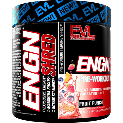 EVL Ultimate Pre Workout Powder - Thermogenic Fat Burner Preworkout Powder Drink for Lasting Energy Focus and Stamina - ENGN Shred Intense Fat Burning Creatine Free Preworkout Drink - Cherry Limeade