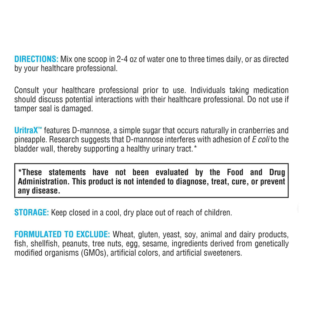 XYMOGEN UritraX - D Mannose Supplement for Urinary Tract and Bladder Health - D Mannose Powder - Health Supplements - Vegan, Gluten Free + Non GMO (1.66 oz)