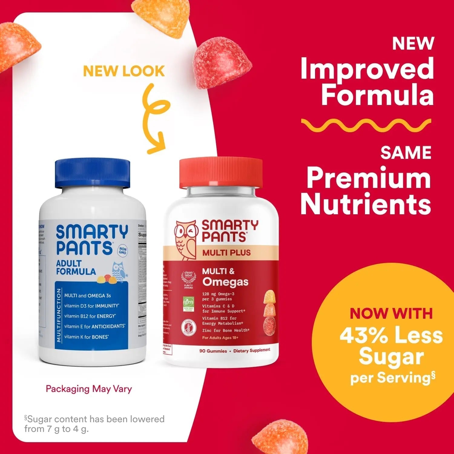 SmartyPants Multivitamin for Men & Women - Improved Formula: Multivitamin Gummies with Omega 3 (DHA/EPA) SmartyPants