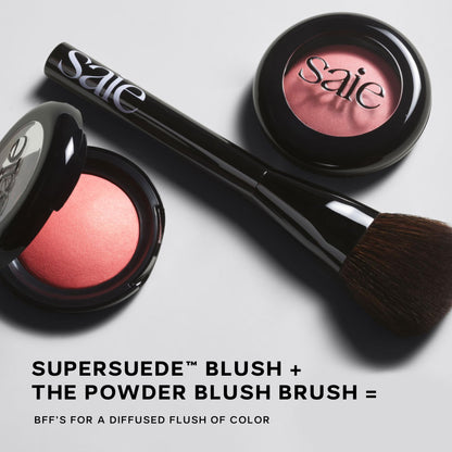 Saie Blush & Brush Duo - SuperSuede Baked Blush in Stella (.01 oz) & Powder Blush Brush - Talc-Free, Moisturizing Blush with Vegan, Fluffy Brush for Seamless Application SaieBuy Supplements Australia