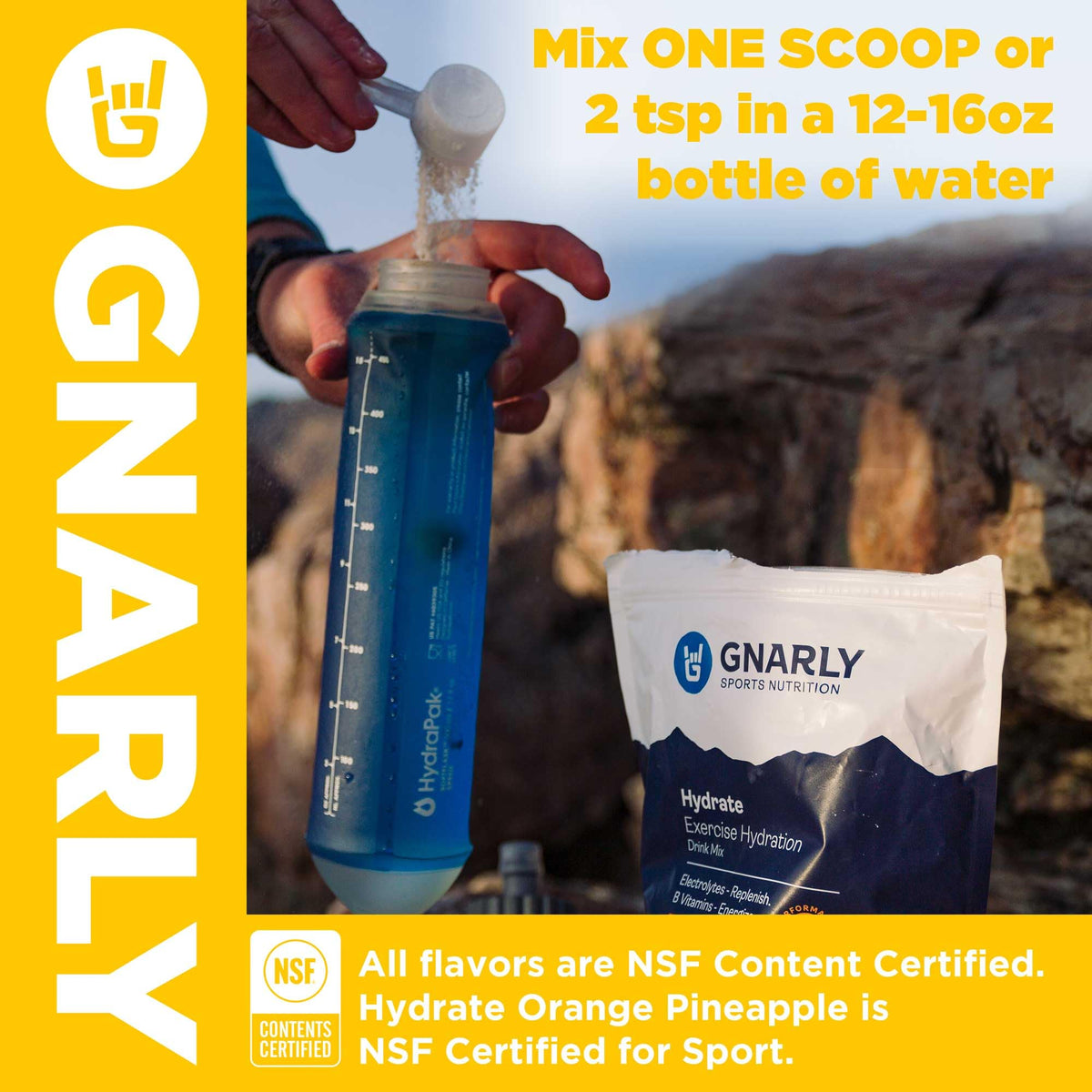 Gnarly Nutrition Hydrate Electrolyte Powder – Orange Pineapple Exercise Hydration Drink Mix – NSF Sport Certified – Electrolyte Solution, Performance & Recovery – Orange Pineapple, 14.10 oz