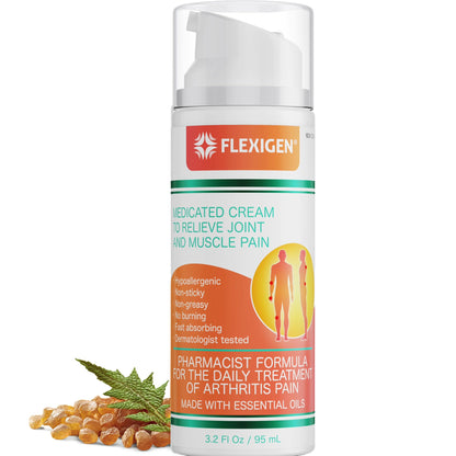 FLEXIGEN, Frankincense Pain Relief Cream Lotion– 3.2 oz Spray Pump – Natural Rub for Arthritis, Menthol Therapy Joint & Muscle Pain – Cooling Formula, Pleasant Scent – Topical OTC FLEXIGENBuy Supplements Australia