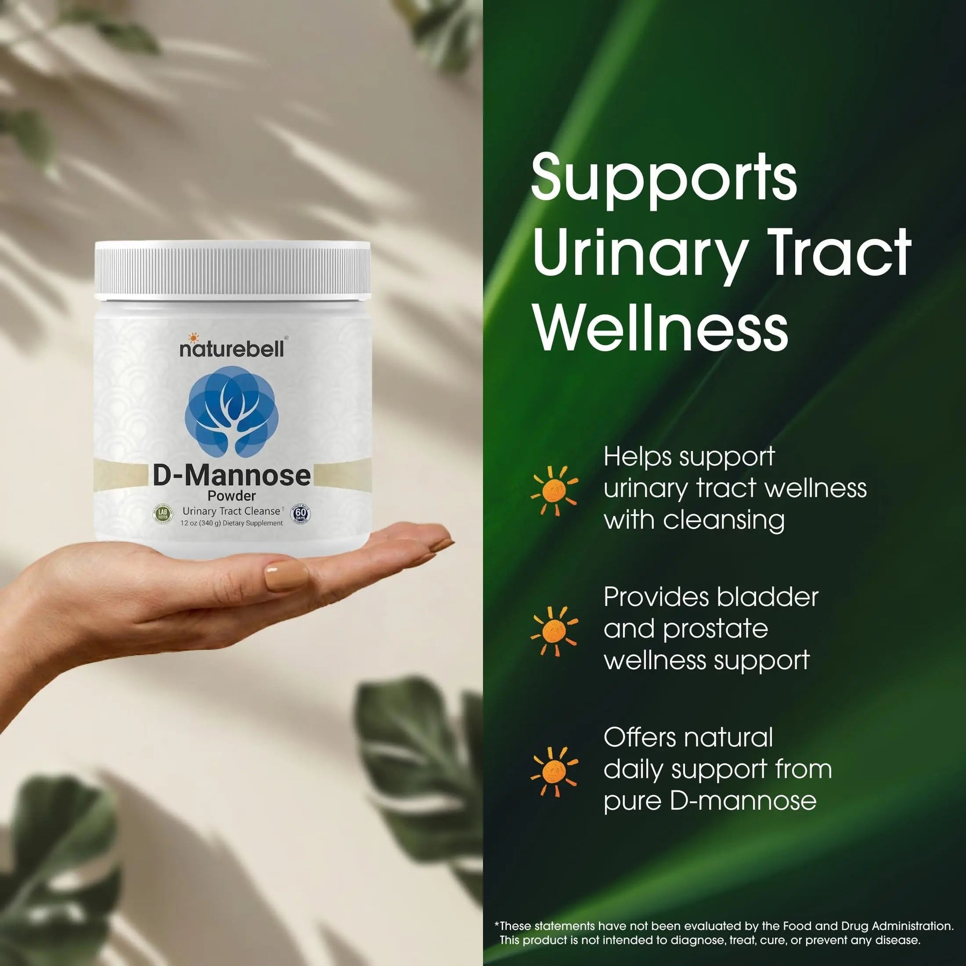 NatureBell D-Mannose Powder - 12oz - High Potency 2g Per Scoop - Fast Acting Support for Healthy Urinary Function & Bladder Wellness* - Pure, Filler-Free Non-GMO Powder NatureBellBuy Supplements Australia