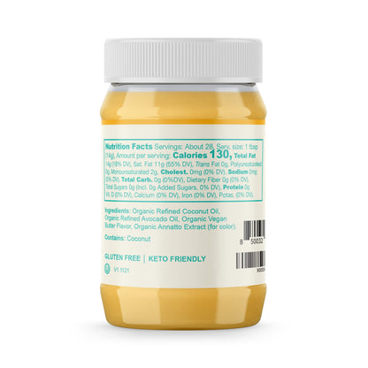 Livlo Organic Vegan Ghee - Plant Based Butter - No Refrigeration Necessary - Dairy, Soy Free, and Gluten Free Substitute to Ghee and Butter - 14 oz.