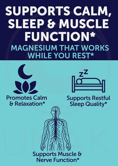 Lunakai USA Made Pure Magnesium Glycinate Capsules 120mg Elemental with B6 (P-5-P) – High Absorption Magnesium Supplement for Women & Men - Daily Sleep & Muscle Support, Non-GMO, 90ct