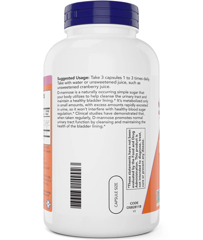 Now D-Mannose 500 mg, 300 Capsules - Vegan, Non GMO Supplement for Women and Men - Supports Healthy Urinary Tract, Cleanses The Bladder NOW FoodsBuy Supplements Australia