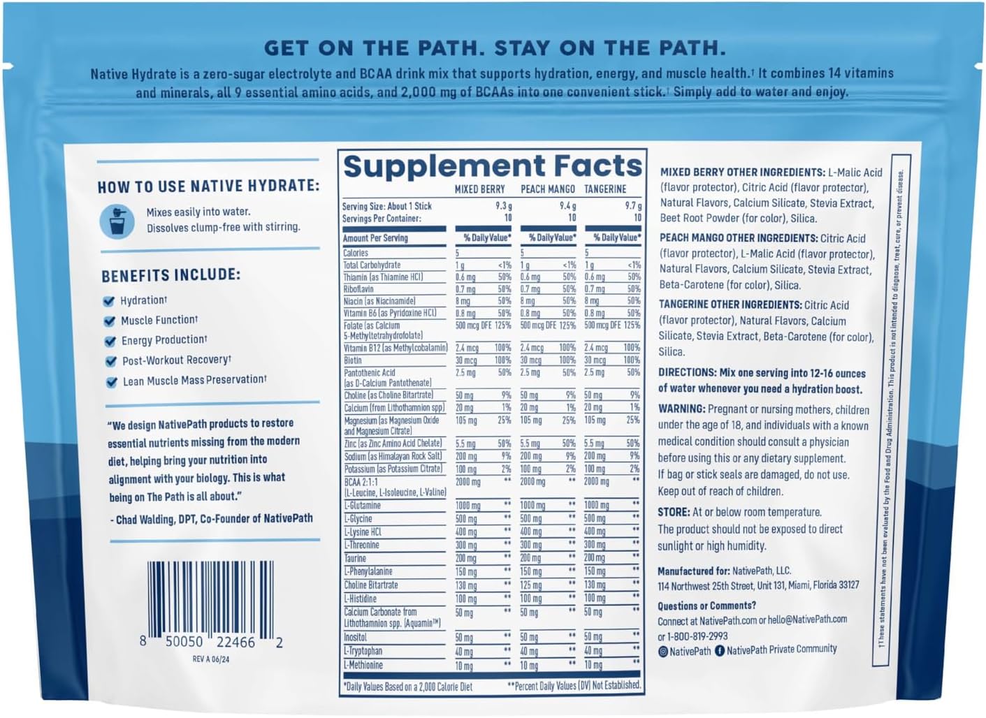 NativePath Hydrate Variety Stick Packs and Peach Mango Hydrate Jar Bundle