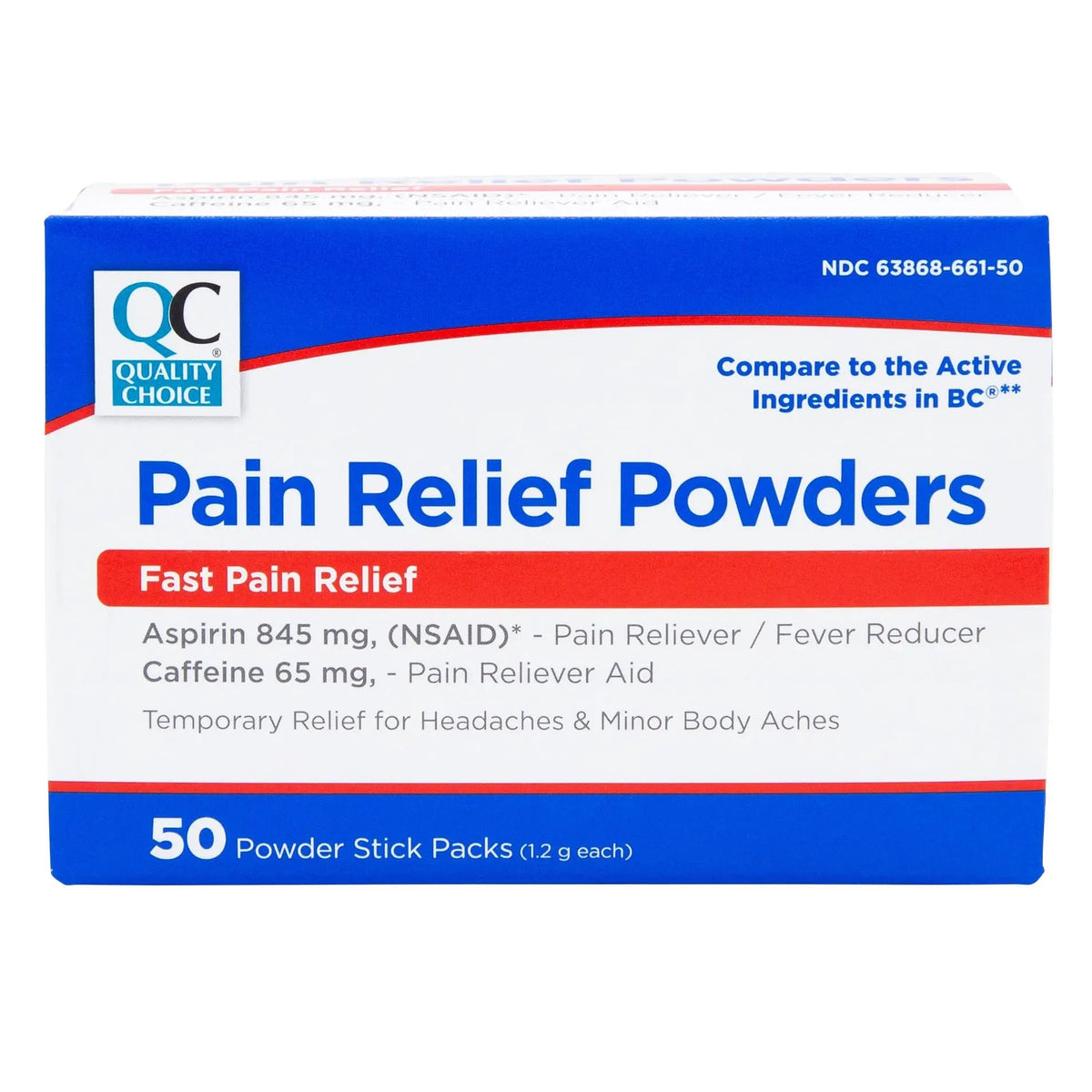 Quality Choice Fast Pain Relief Powder, Contains 50 Powder Packets for Rapid Pain Relief. Contains Aspirin & Caffiene Quality ChoiceBuy Supplements Australia