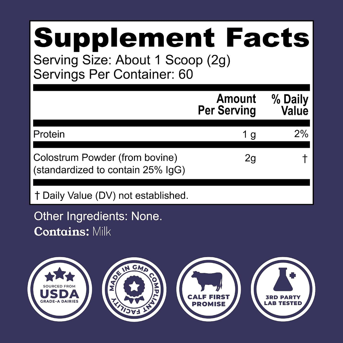 Colostrum Powder – USA Sourced Bovine Colostrum for Humans for Immune Support, Gut Health, Muscle Recovery - Single Ingredient, No Additives, Grass Fed, Non-GMO Colostrum Supplement for Women and Men