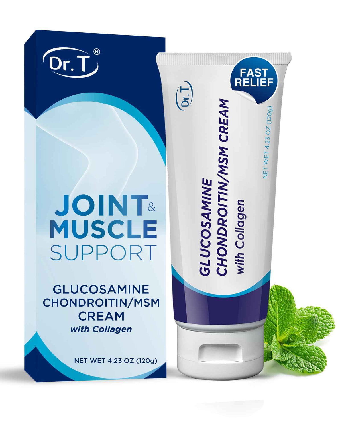 Dr. T Glucosamine Chondroitin Cream - Premium Formula with MSM and Collagen for Joint and Muscle Discomfort - Maintains Joint Strength, Flexibility & Muscle Mobility - 4.23 oz / 120g (1 Pack)