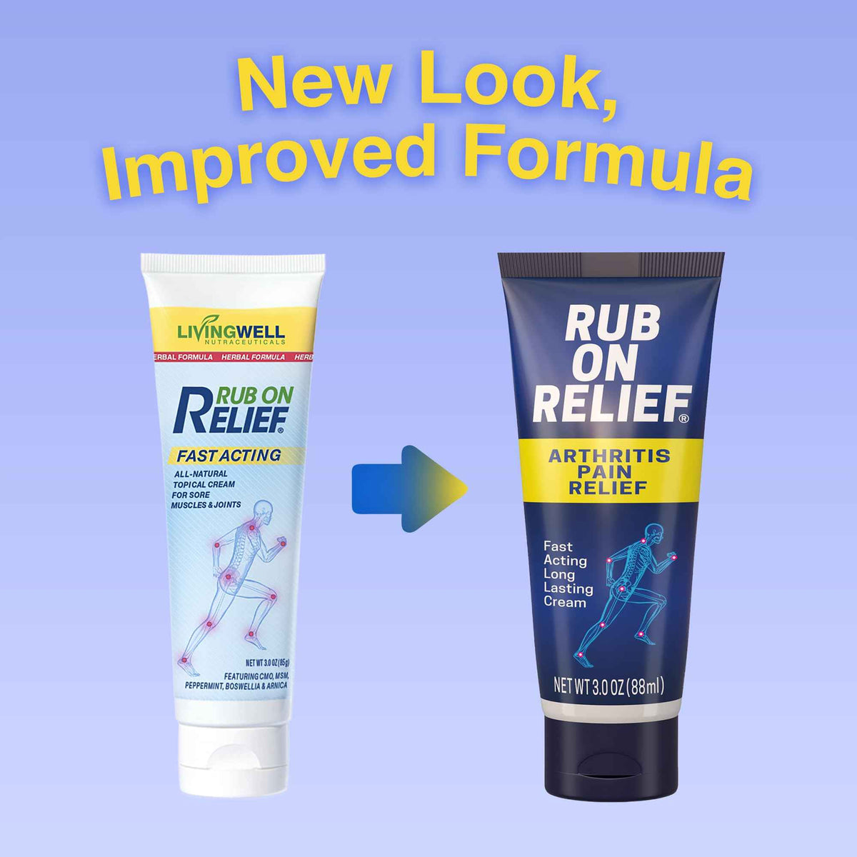 RUB ON RELIEF Arthritis Pain Relief Cream – 10-in-1 Non-Greasy Joints Pain Cream for Knees, Back, Neck, Hands, & Muscle Aches with Menthol, Camphor, Arnica, MSM & Turmeric Up to 8 Hours, 3oz (1 Pack)