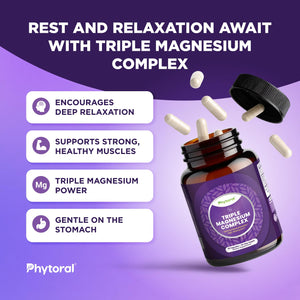 Highly Potent Magnesium Complex Capsules - Triple Magnesium Blend with Taurate Glycinate and Malate - 400mg Supplement Supports Relaxation & Overall Wellness Non-GMO Vegan - 90 Count Phytoral buy supplements Au