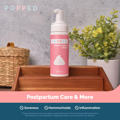 POPPED Witch Hazel Foam with Aloe (5 fl oz) | Perineal Healing Foam for Postpartum Care | Relieves Pain, Hemorrhoids, and Swelling After Birth | Postpartum Essential POPPEDBuy Supplements Australia