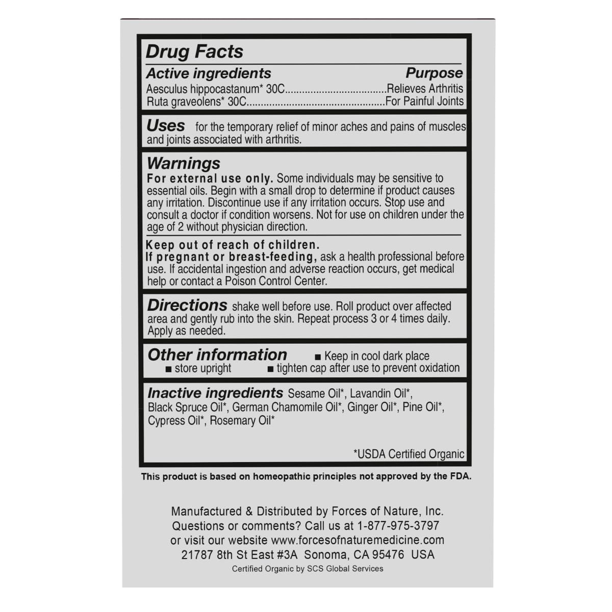 Supplement Product​Forces of Nature -Natural, Organic Joint Pain Relief (4ml) Non GMO, No Harmful Chemicals -Alleviate Stiffness, Inflammation from Arthritis, Rheumatoid and Osteoarthritis, Increase Circulation - GlowUpCaUSA