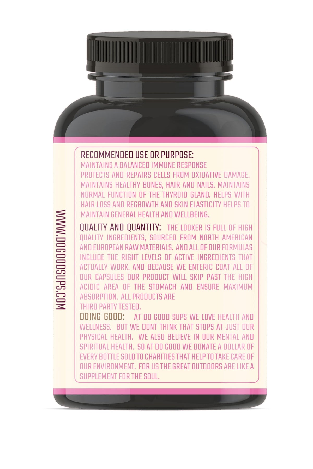 Do Good Sups The Looker 60 Caps- Skin Hair and Nails Vitamins - Natural Collagen Production - Reduces Hair Thinning - Skin Elasticity - Skin Moisture - Plant Sterols Bromelain Zinc Vitamin E Selenium Do Good SupsBuy Supplements Australia