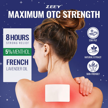 ZEEY 5% Menthol Overnight Pain Relief Patches, French Lavender Oil Pain Patch for Back, Knee, Neck, Shoulders, Joints, Muscle Soreness, Fast Acting, Topical Analgesic, Gel Patch, 3.94" x 2.76", 5Ct ZEEYBuy Supplements Australia