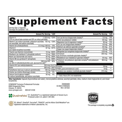 XYMOGEN ActivNutrients with Iron and Copper - Multivitamin Multimineral for Wellness, Immune, Energy and Mood Support XYMOGEN