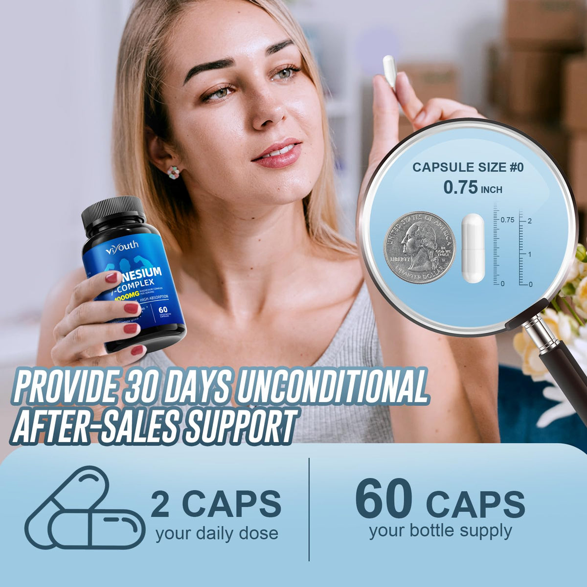 Magnesium 7 Complex Supplement Advanced with 7 Forms of Magnesium (Glycinate, Malate, Chelate, Aspartate, Orotate, Taurine, Citrate), Zinc, Vitamin D3 & Vitamin B6