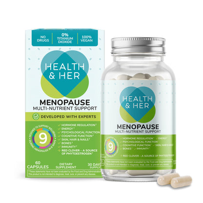 Health & Her Menopause Supplements for Women - Multi-Nutrient Support, Menopause Vitamins for Energy, Bones, Muscles, Skin & Hair, Vegan, Gluten-Free, Non GMO (60ct - 1 Month) Health and Her buy supplements Au