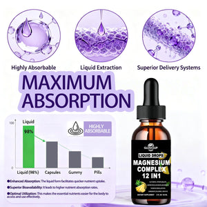 Magnesium 12 in 1 Complex 1000mg Supplement for Women & Men, High Absorption Liquid Magnesium W/Glycinate Citrate Malate Taurate Oxide Aspartate Orotate, Calm Magnesium for Sleep Muscle Heart Support GLOVVUUP buy supplements Au