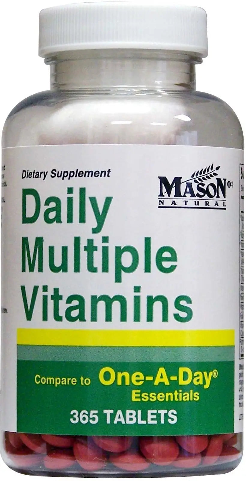 Daily Multiple Vitamins Compare to One A Day Essentials Multivitamin Multimineral Supplement 365 Tablets per Bottle Pack of 2 Total 730 Tablets MASON NATURAL