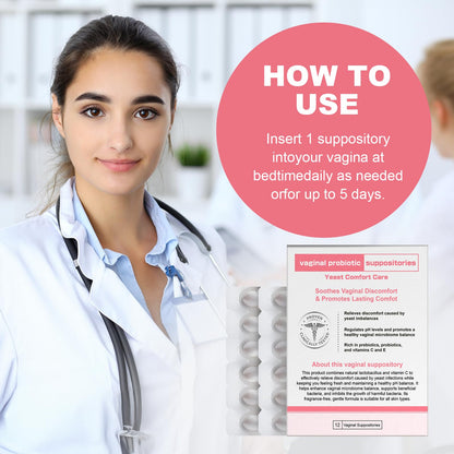 Nahid Vaginal probiotic Suppository, hyaluronic Acid Suppositories, Vaginal moisturizer, PH Balance, Restores Healthy Vaginal Odor, Yeast Comfort Care (12 Inserts) Nahid buy supplements Au