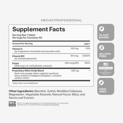 HumanN Neo40 Daily Heart & Blood Circulation Supplements to Boost Nitric Oxide - Supports Blood Pressure - from Maker of SuperBeets -Includes 30 Dissolvable Tablets - Tasty Fruity Flavor