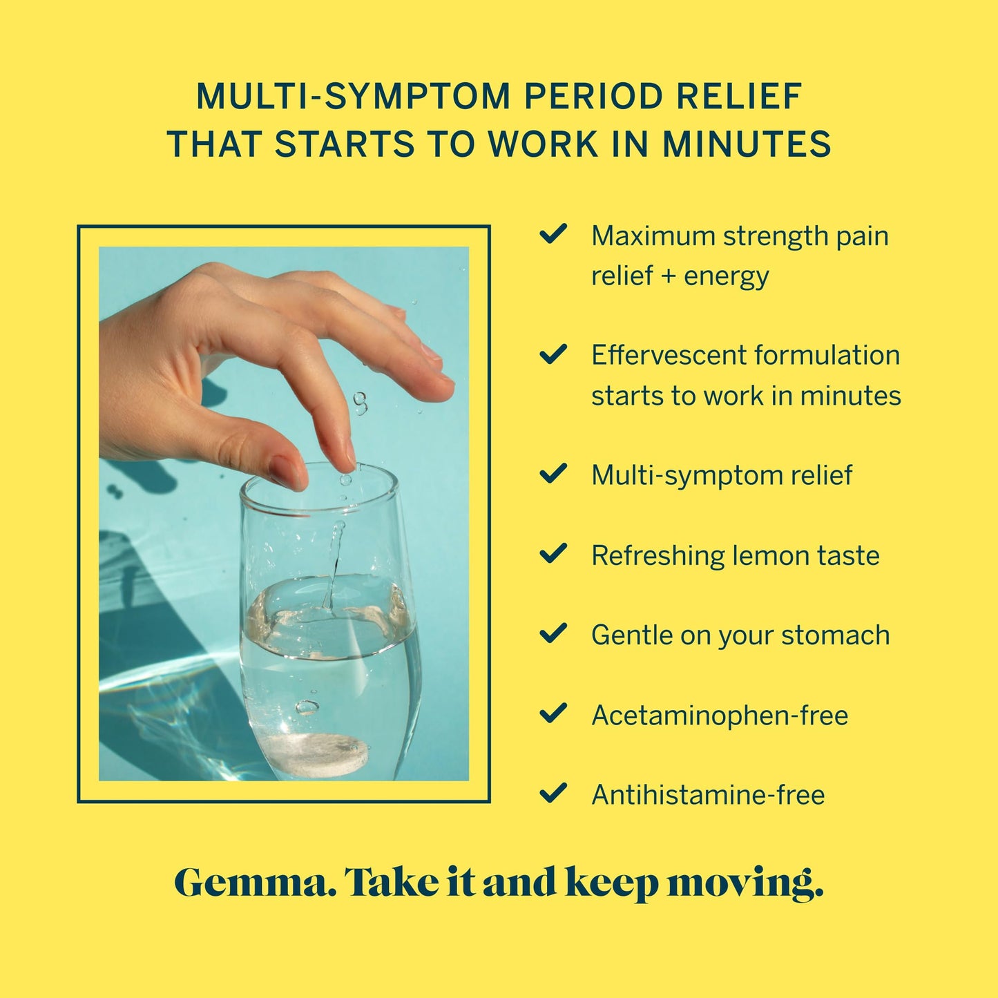 Gemma Cut The Cramp - Fast Menstrual Cramp & Period Pain Relief - Multi-Symptom Formula Treats Menstrual Cramps, Fatigue, Bloating, Headache in 15 Minutes GemmaBuy Supplements Australia
