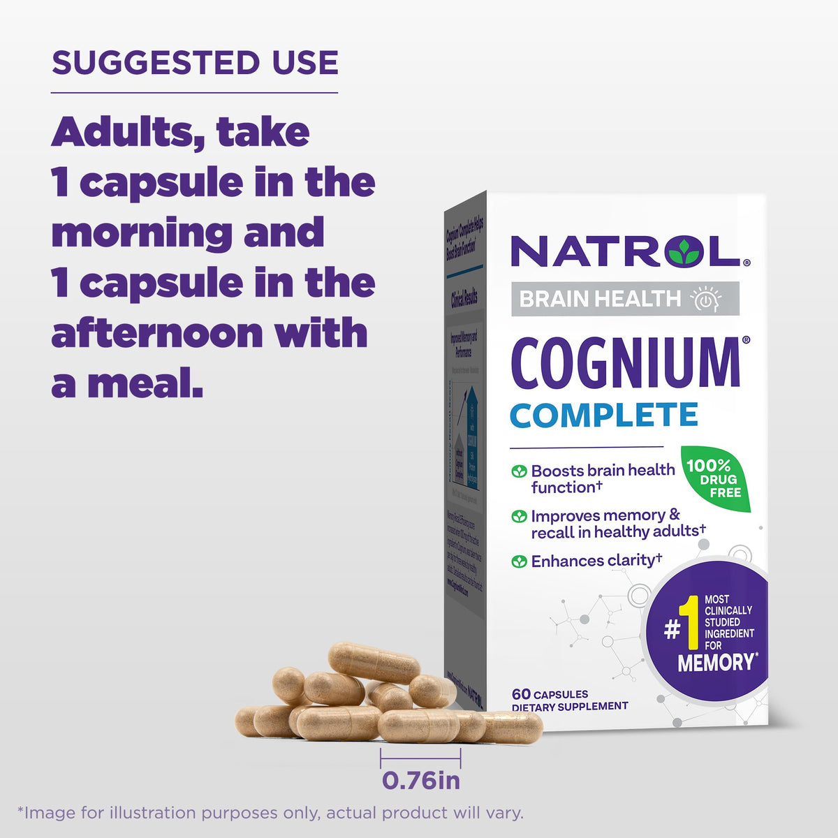 Natrol Cognium Complete, Dietary Supplement for Brain Health, Brain Health Supplements for Adults, 60 Capsules, 30 Day Supply NatrolBuy Supplements Australia