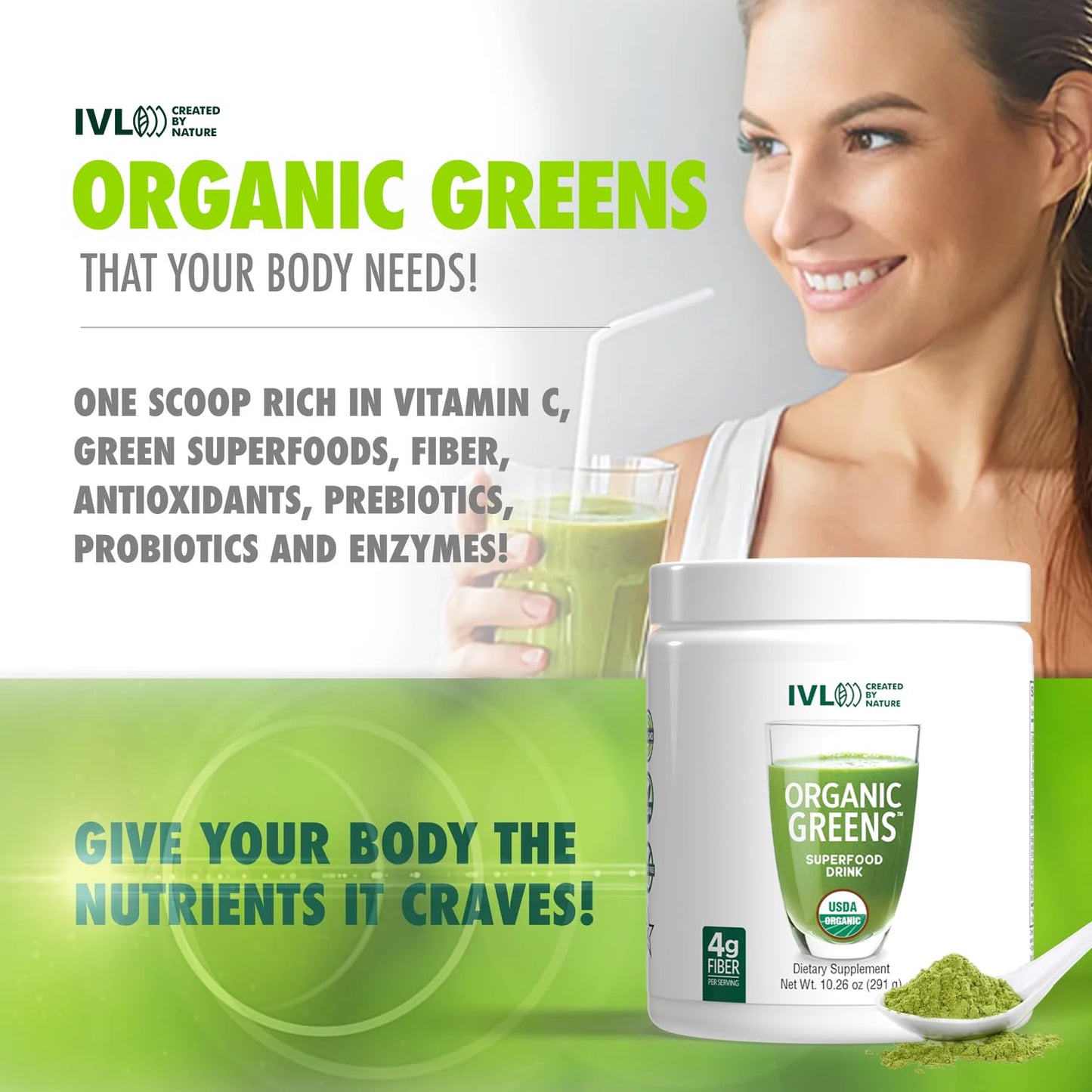 IVL - Organic Greens - Organic Superfood Drink - Loaded with Antioxidants, Micronutrients, Prebiotics & Probiotics - for Immune Support, Digestive Health - Great Taste (1 Pack, 30 Servings) IVL buy supplements Au