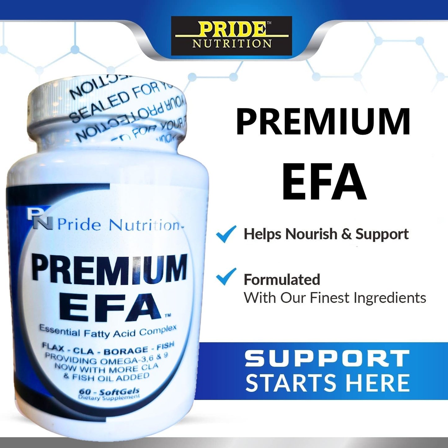 Pride Nutrition Premium EFA Omega 3-6-9 Supplement for Men and Women 5 in 1 - EPA, DHA, GLA, ALA & CLA Essential Fatty Acids with Fish Oil - Softgel Pills Pride Nutrition buy supplements Au
