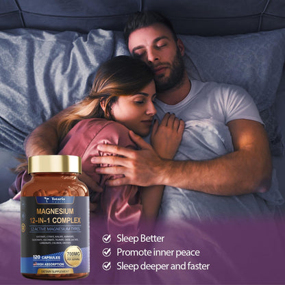 Totaria Magnesium Complex 700mg 12 in 1 Magnesium Supplement with Glycinate Citrate Malate Oxide Taurate Aspartate Orotate Magnesium Relaxation,Muscle,Heart Support, Vegan 120 Capsules Totaria buy supplements Au