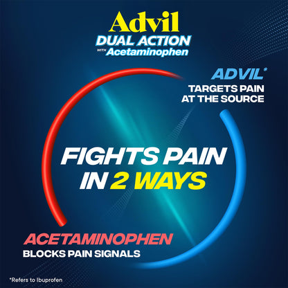 Advil Dual Action Coated Caplets, 125 Mg Ibuprofen and 250 Mg Acetaminophen per Dose (2 Dose Equivalent) for 8 Hour Pain Relief - 216 Count Advil buy supplements Au