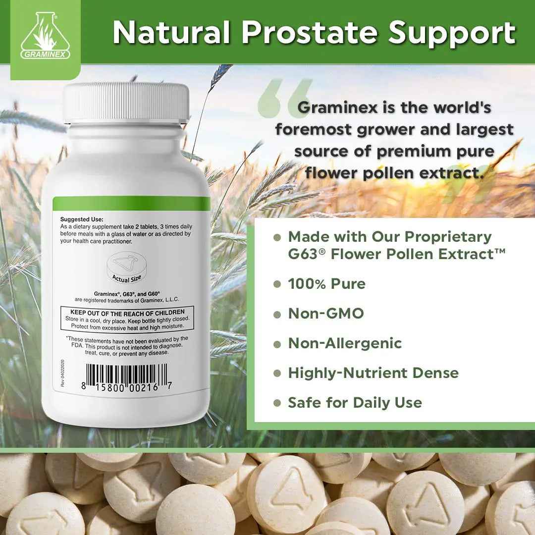 Graminex PollenAid Prostate Supplement: All Natural Prostate Support for Bladder Control & Urinary Tract Health, Rye Pollen Extract Made in USA, 90 Tablets (Pack of 2)