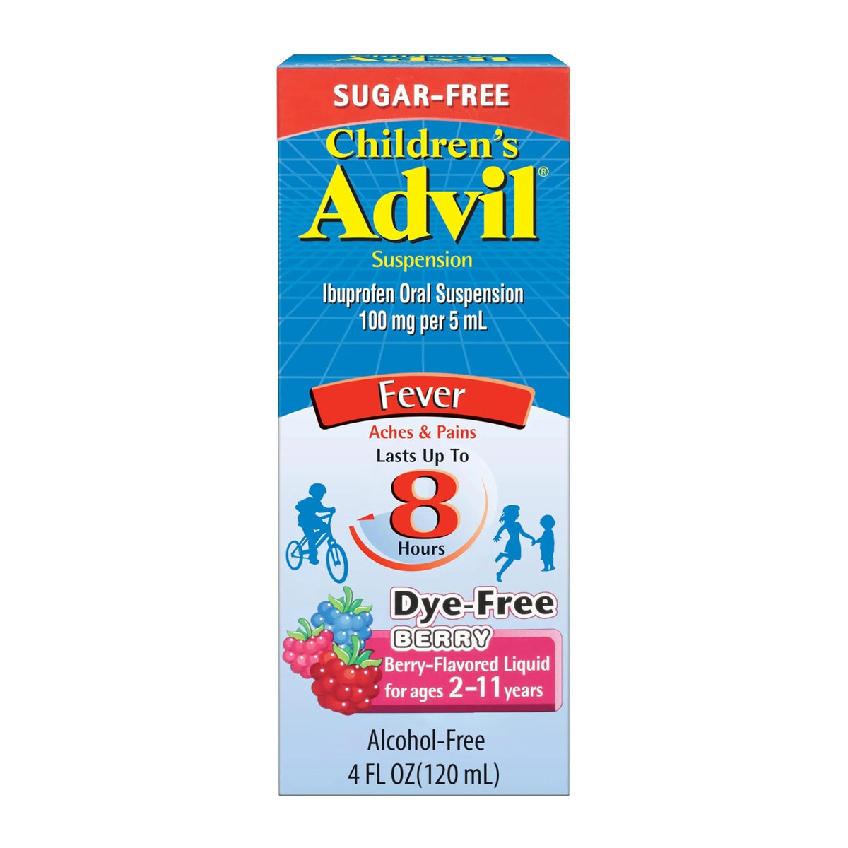 Children's Advil Pain Reliever and Fever Reducer, Dye Free and Sugar Free Ibuprofen Oral Suspension, Berry Flavored - 4 Fl Oz Children's AdvilBuy Supplements Australia