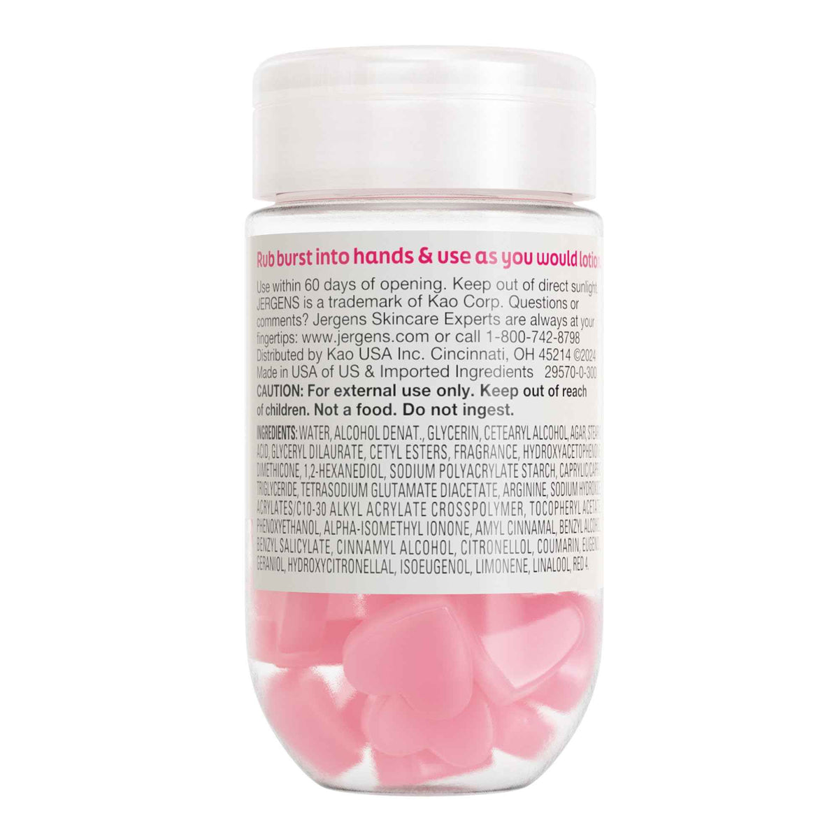 Jergens Cherry Almond Lotion Bursts, Squishy Heart-Shaped Moisturizer Bursts, Lotion Gifts for Teens, 38 Ct