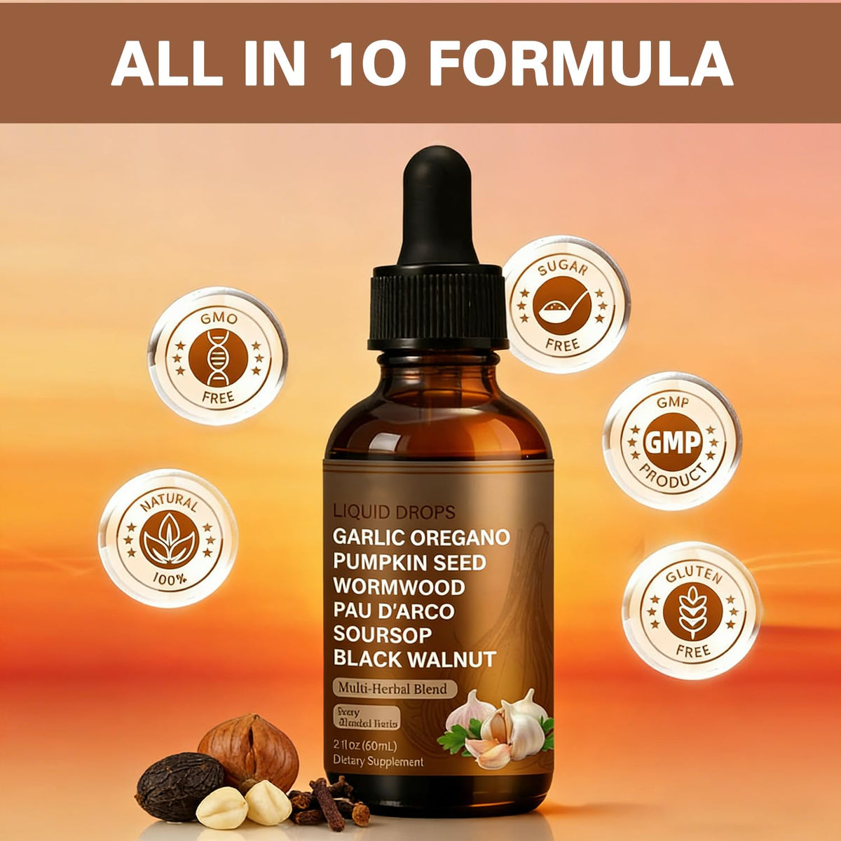 SERSANVE Natural Black Walnut Wormwood Gut Cleanse | Black Walnut Clove Drops with Pumpkin Seed, PAU D’Arco, Soursop, Garlic and Oregano | Vegan, Alcohol-Free Formula for Digestion Support, 2 fl oz SERSANVE buy supplements Au