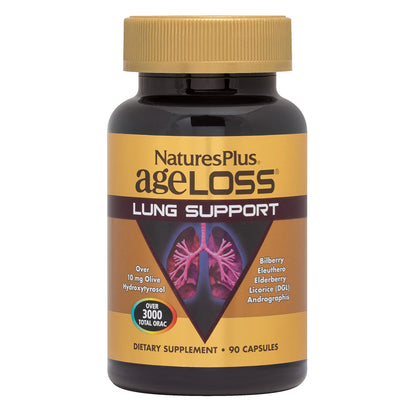 NaturesPlus ageLOSS Lung Support dietary supplement bottle on a white background