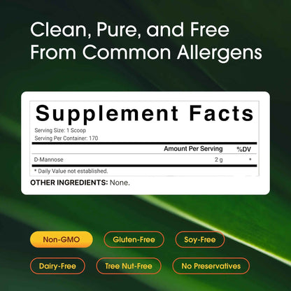 NatureBell D-Mannose Powder - 12oz - High Potency 2g Per Scoop - Fast Acting Support for Healthy Urinary Function & Bladder Wellness* - Pure, Filler-Free Non-GMO Powder